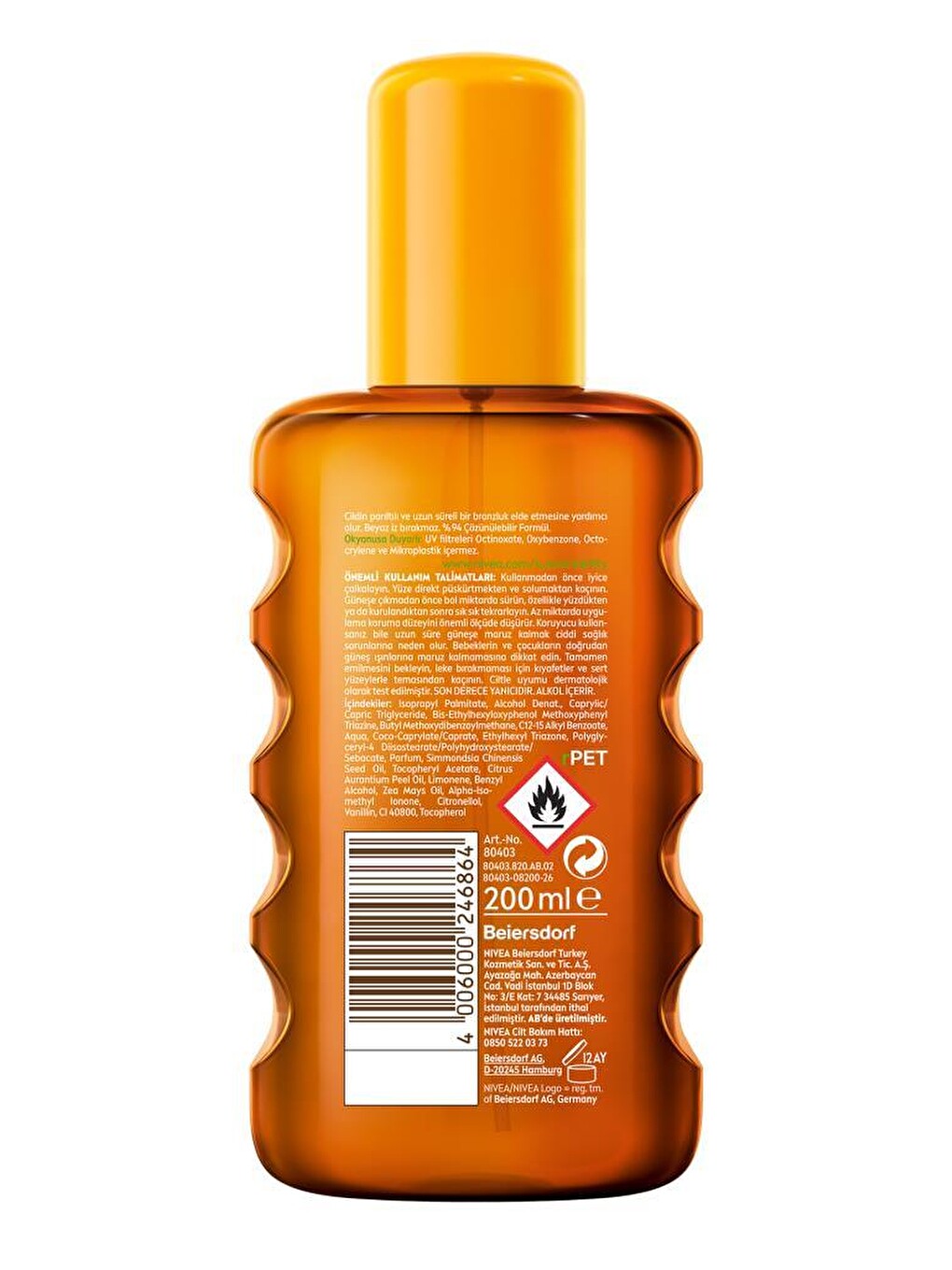 Sun Spf6 Bronzlaştırıcı Güneş Yağı 200 Ml,altın Rengi Ve Parıltılı,suya Dayanıklı,e Vitamini,karoten-1
