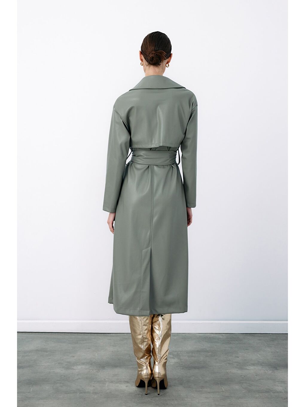 Kuşaklı Uzun Deri Trenç - Çağla Yeşili-7