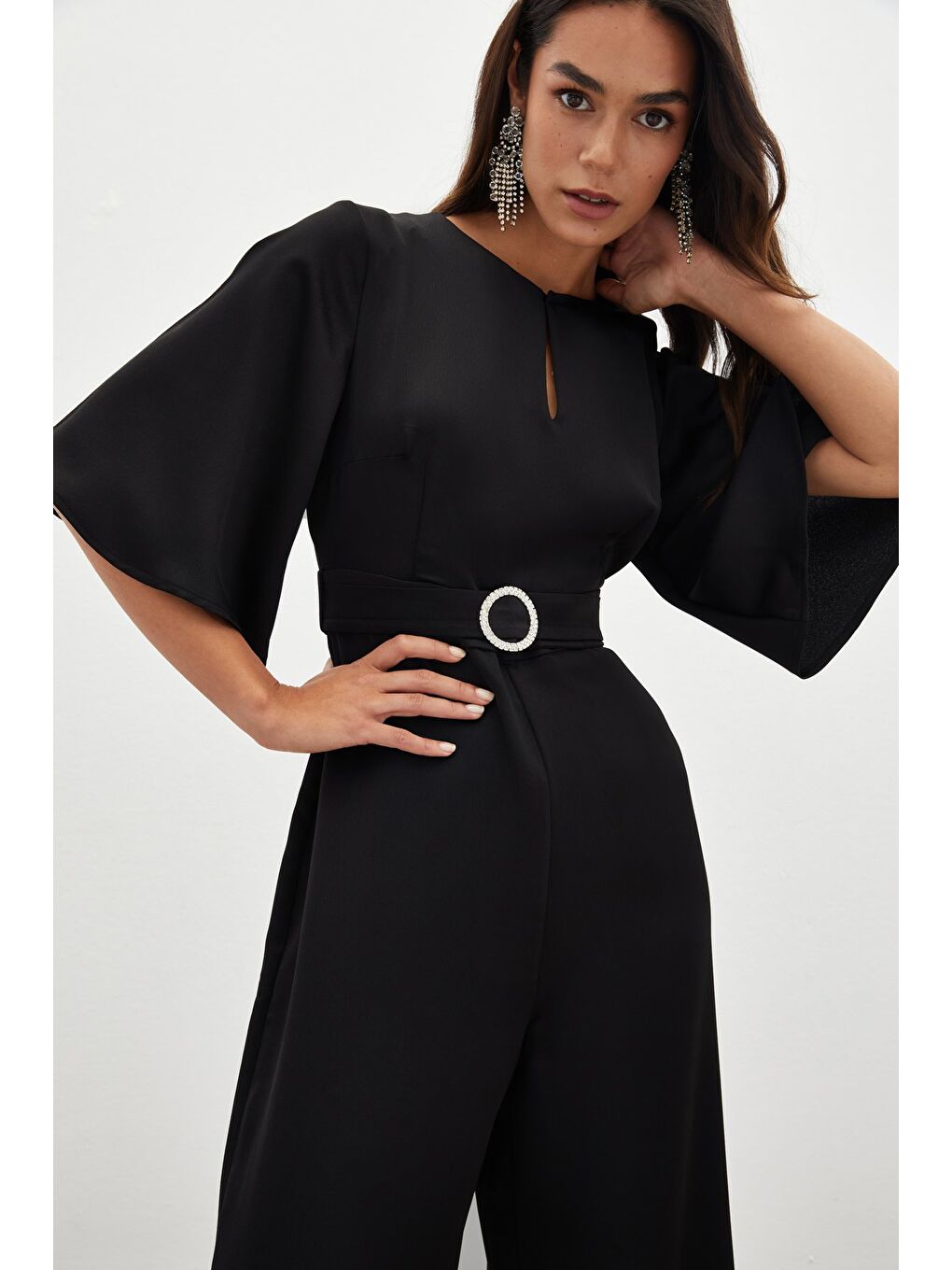 Kemerli Krep Tulum - Siyah-2