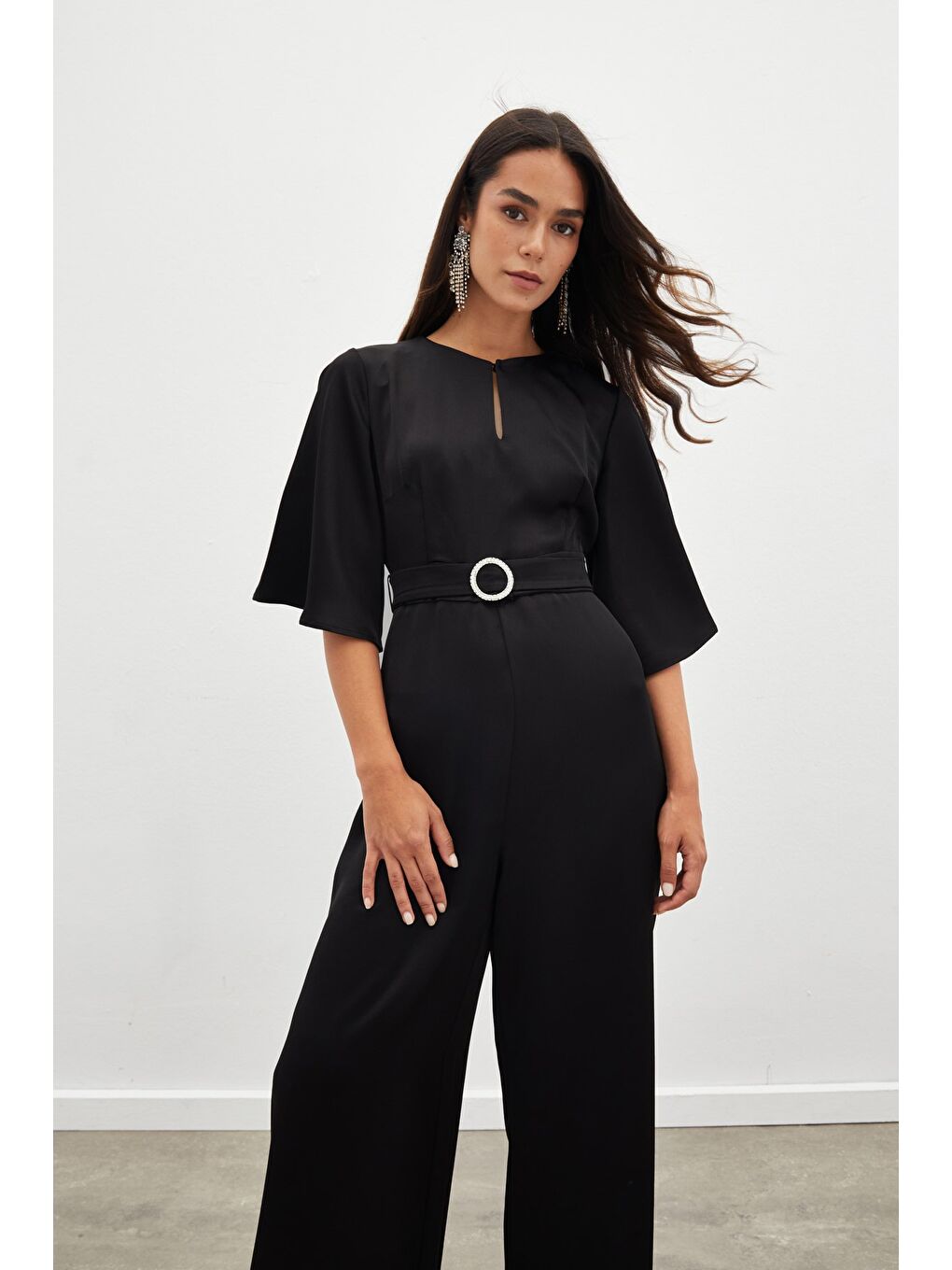 Kemerli Krep Tulum - Siyah-3