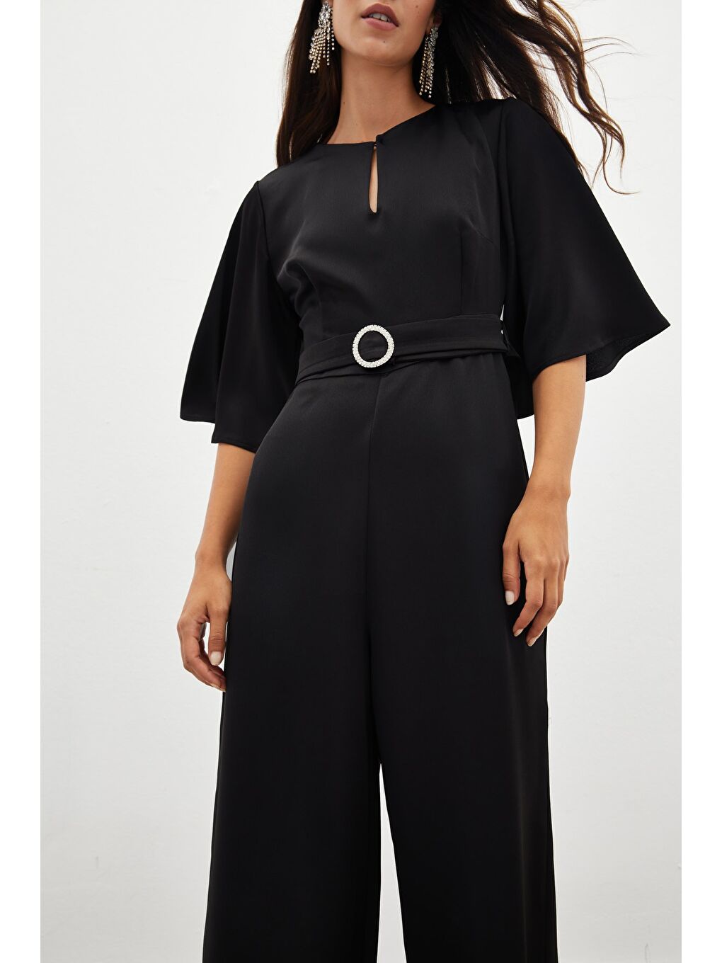 Kemerli Krep Tulum - Siyah-5