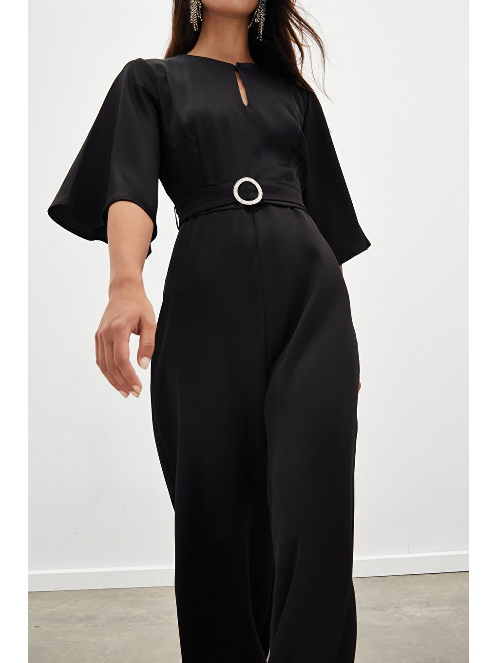 Kemerli Krep Tulum - Siyah-6