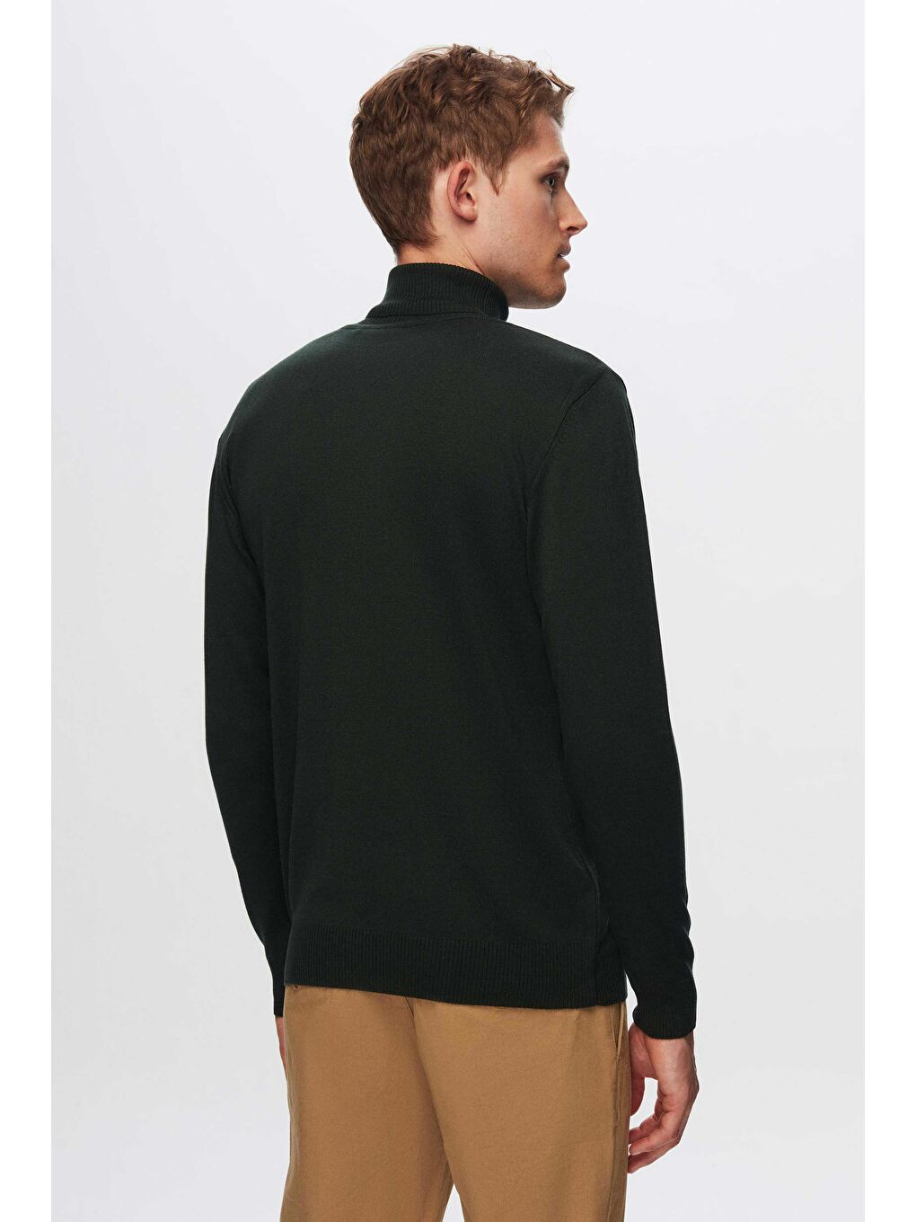 Regular Fit Haki Pamuk Karışımlı Balıkçı Yaka Triko Kazak-2