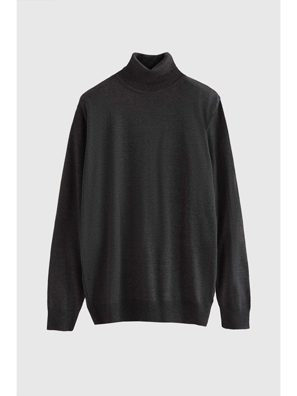 Regular Fit Antrasit Pamuk Karışımlı Balıkçı Yaka Triko Kazak-4