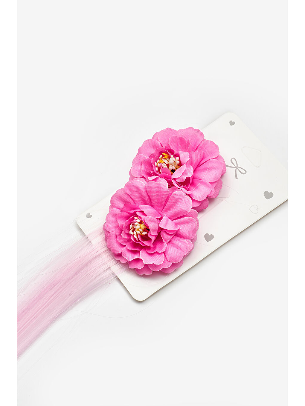 Fuşya Çiçek Detaylı Saçlı Kız Çocuk İkili Toka Set-1