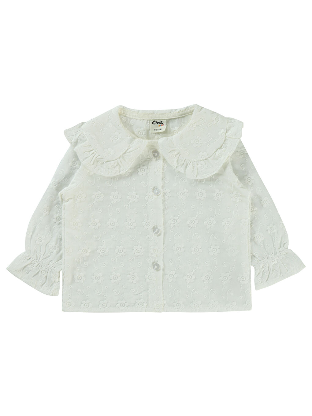 Baby Kız Bebek Gömlek 6-18 Ay Beyaz