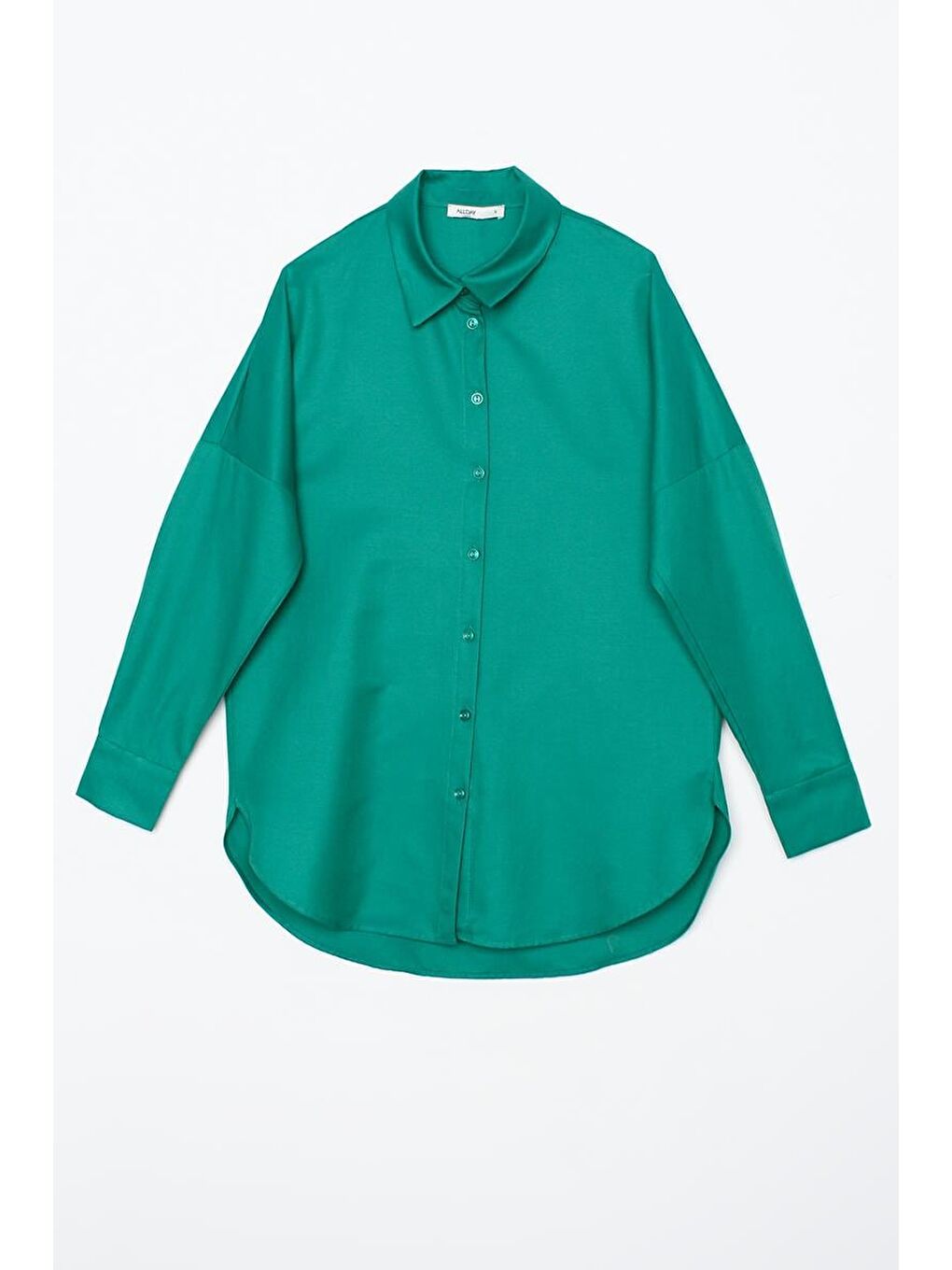 Zümrüt Yeşili Oversize Basic Gömlek-5