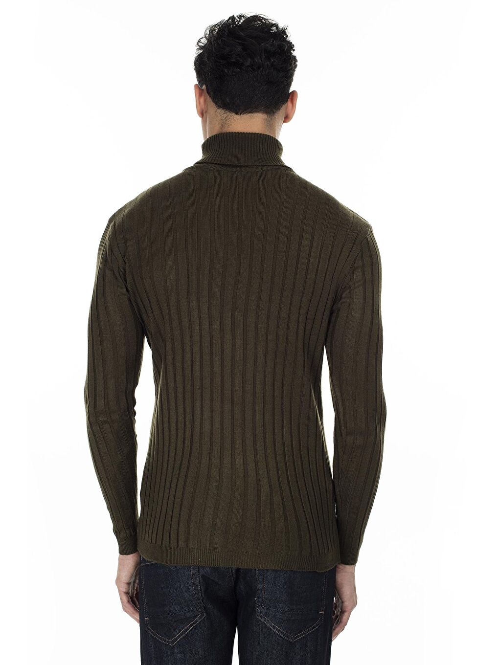 Haki Fitilli Balıkçı Yaka Slim Fit Kazak 549T014-1