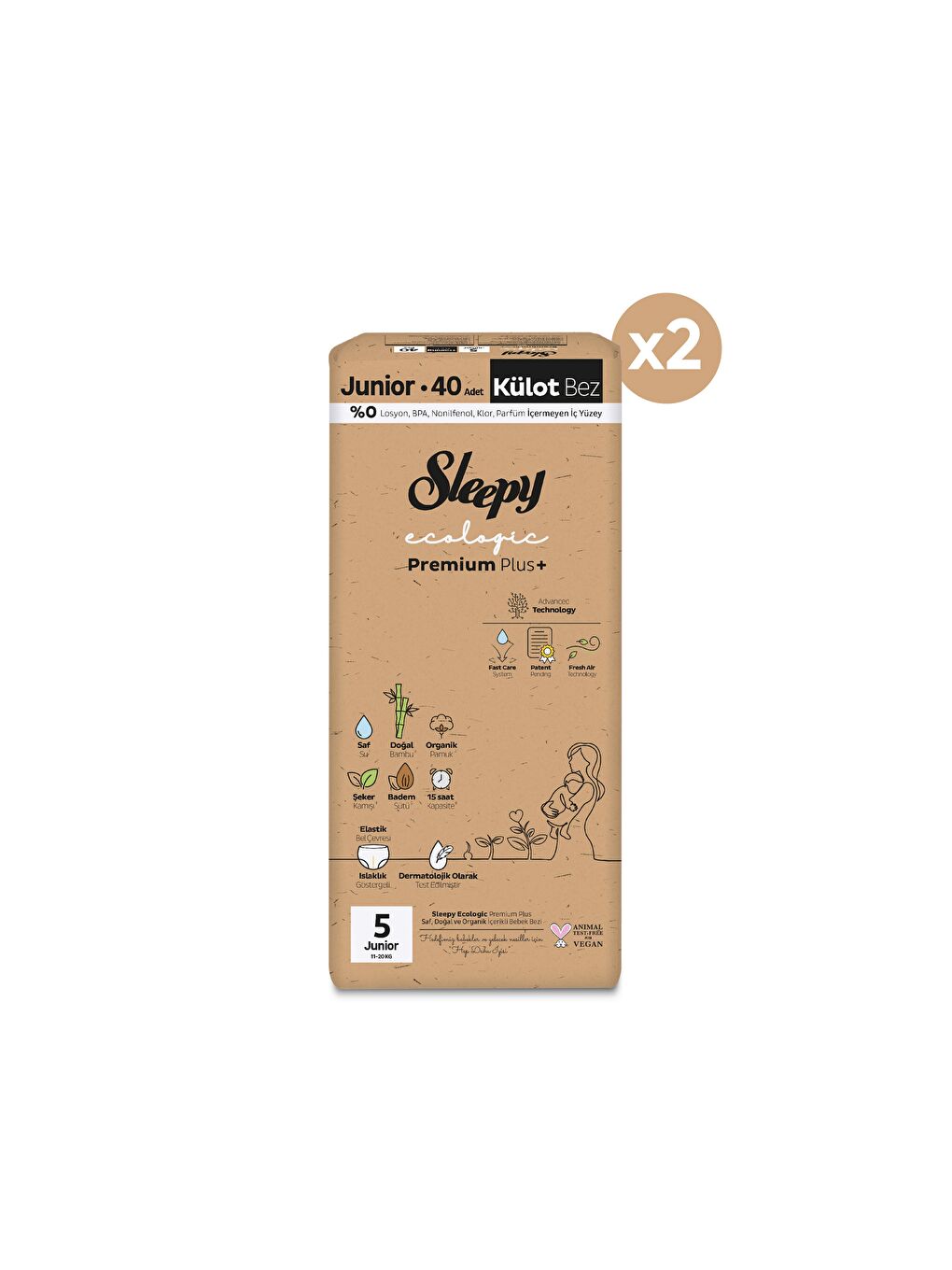 Ecologic Premium Plus Süper Paket Külot Bez 5 Numara Junior 80 Adet-1