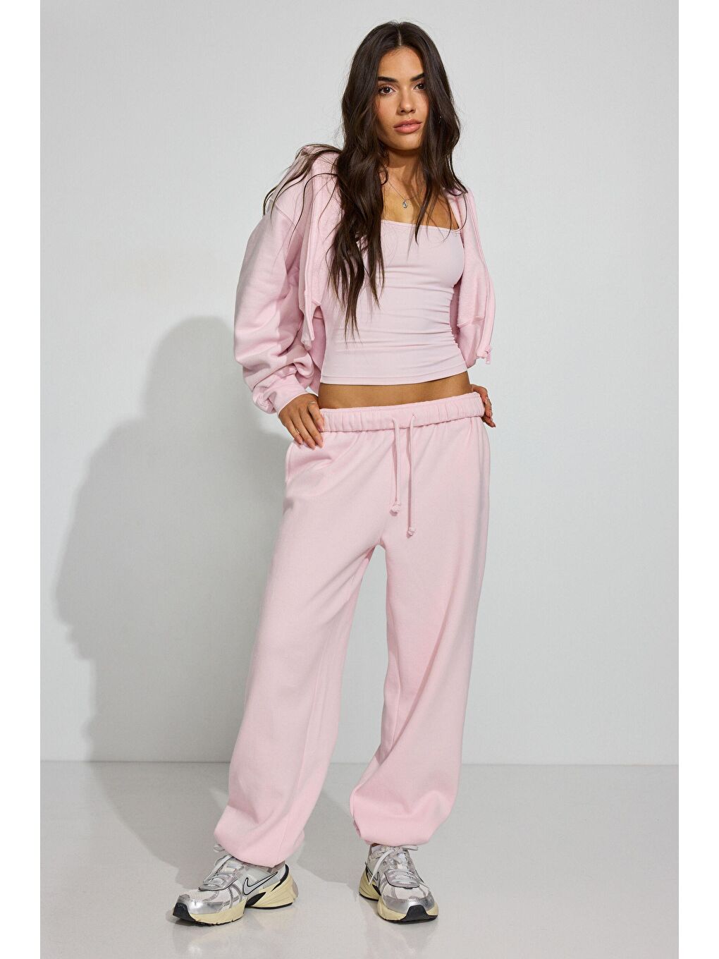 Pembe Paçası Manşetli Cepli Kadın Eşofman Altı Mg2540