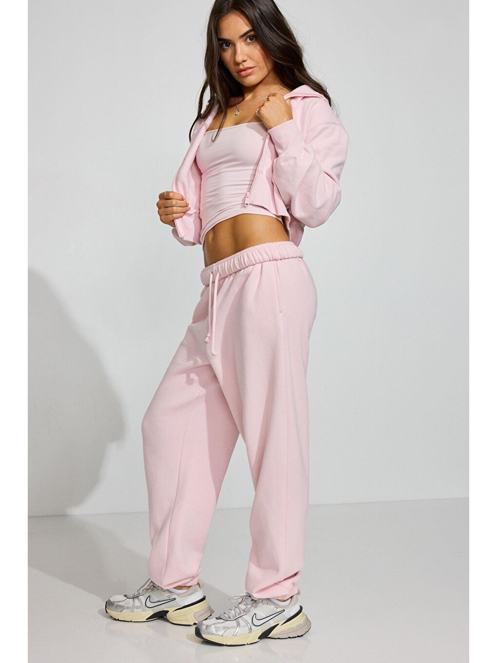 Pembe Paçası Manşetli Cepli Kadın Eşofman Altı Mg2540-1