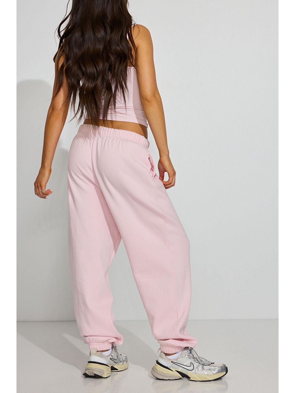 Pembe Paçası Manşetli Cepli Kadın Eşofman Altı Mg2540-2