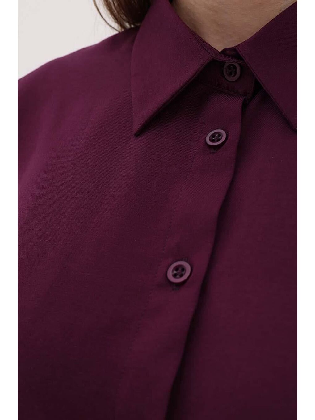 Mürdüm Oversize Basic Gömlek-4