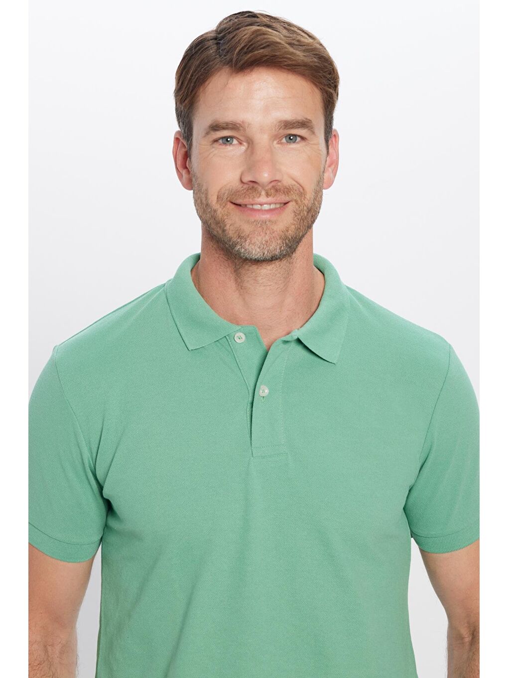 TUDORS Yeşil Erkek Slim Fit Dar Kesim Pamuklu Yumuşak Dokulu Serin Tutan Kumaş Düz Pike Polo Yaka Tişört - 3