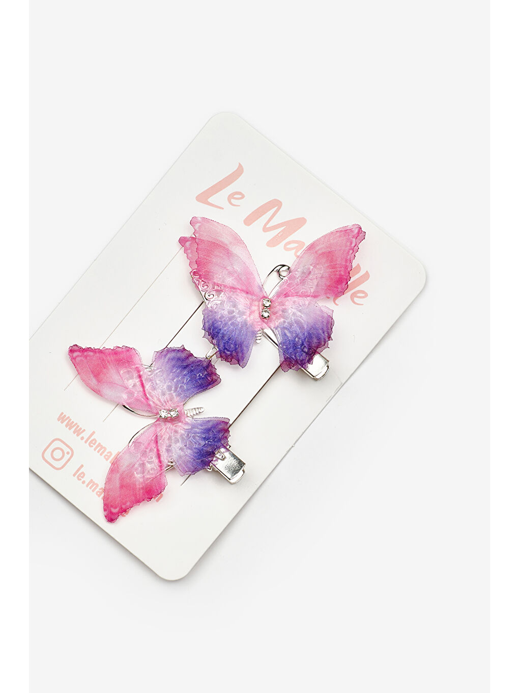 Fuşya Kelebek Figürlü İkili Kız Çocuk Klips Toka Set-1