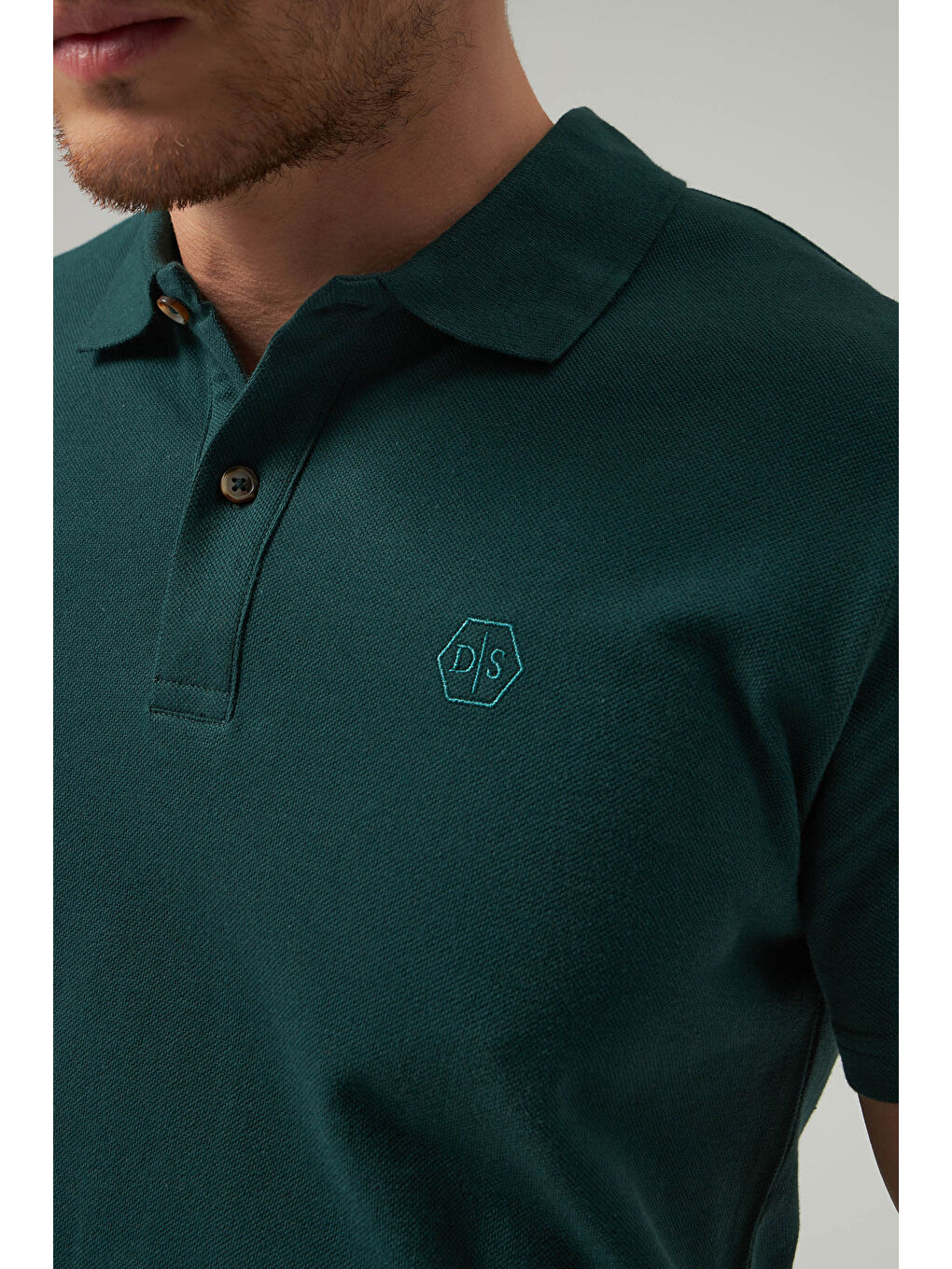 Regular Fit Haki %100 Pamuklu Uzun Ömürlü Kıvrılmaz Polo Yaka Düz Tişört-3