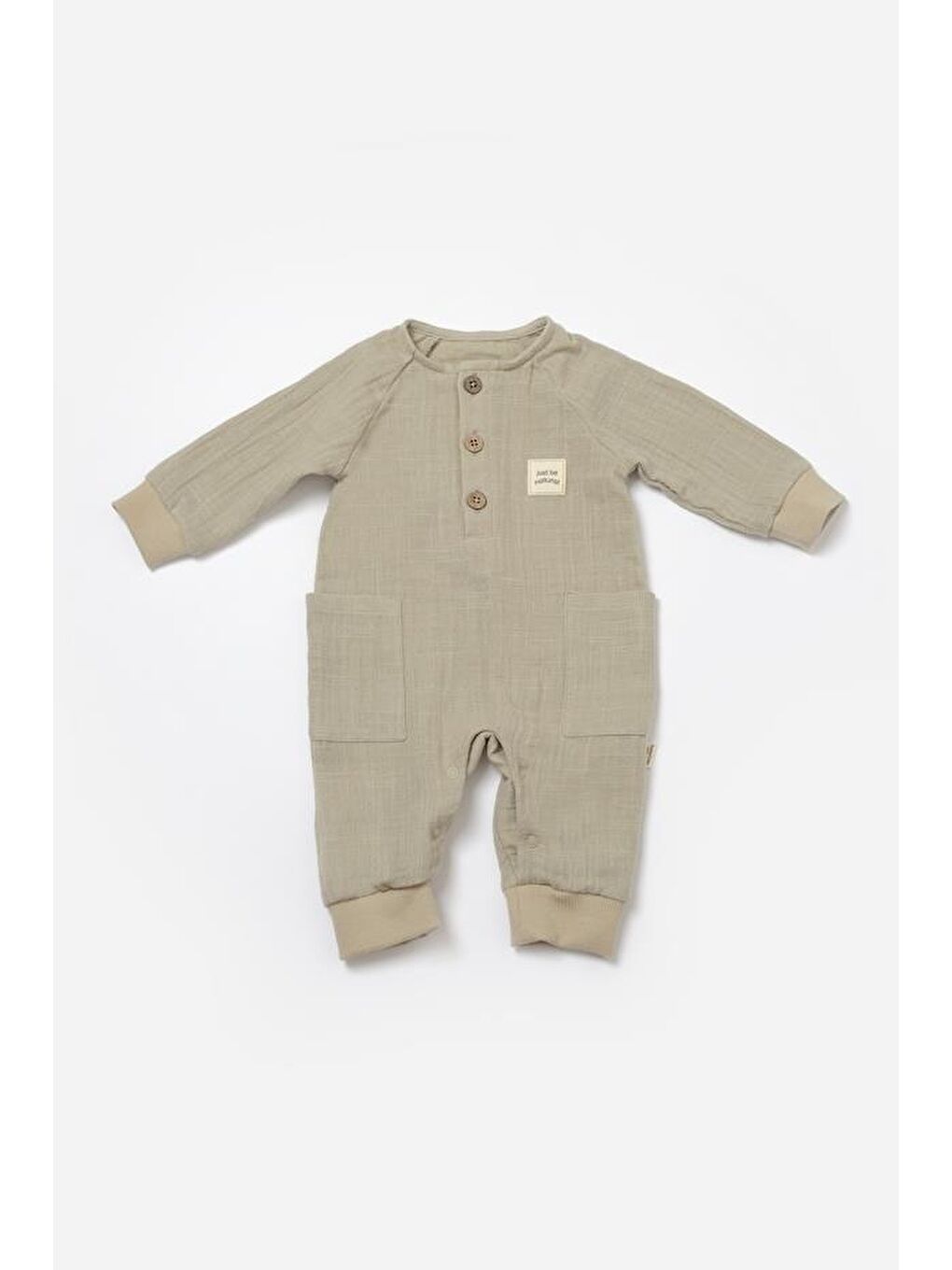 BabyCosy Organic Wear Yeşil Müslin Cepli Tulum csym7037 - 1