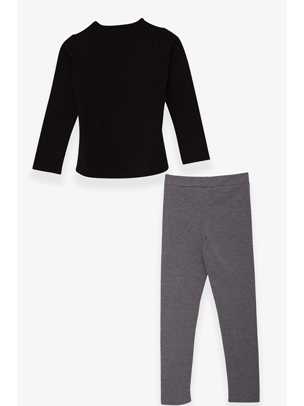 Kız Çocuk Taytlı Takım Pullu Çiçekli Kız Baskılı Siyah (8-11 Yaş)-1