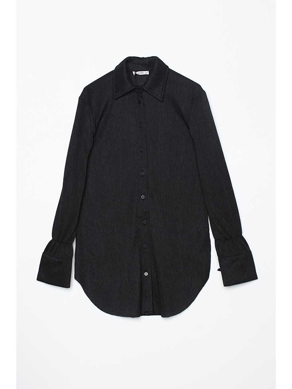 Antrasit Piliseli Kolları Bağcık Detaylı Gömlek Tunik-6