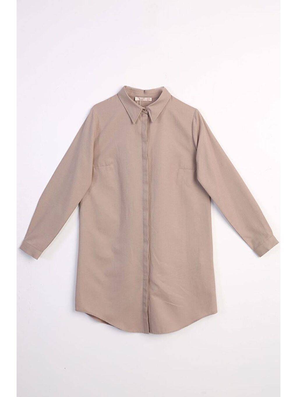 Bej Vizon Basic Gizli Patlı Gömlek Tunik-5