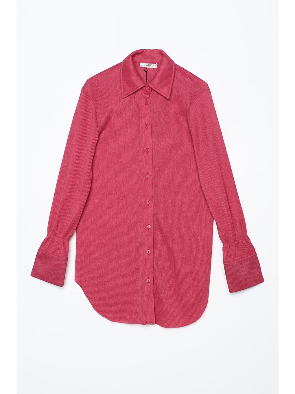 Fuşya Piliseli Kolları Bağcık Detaylı Gömlek Tunik-6