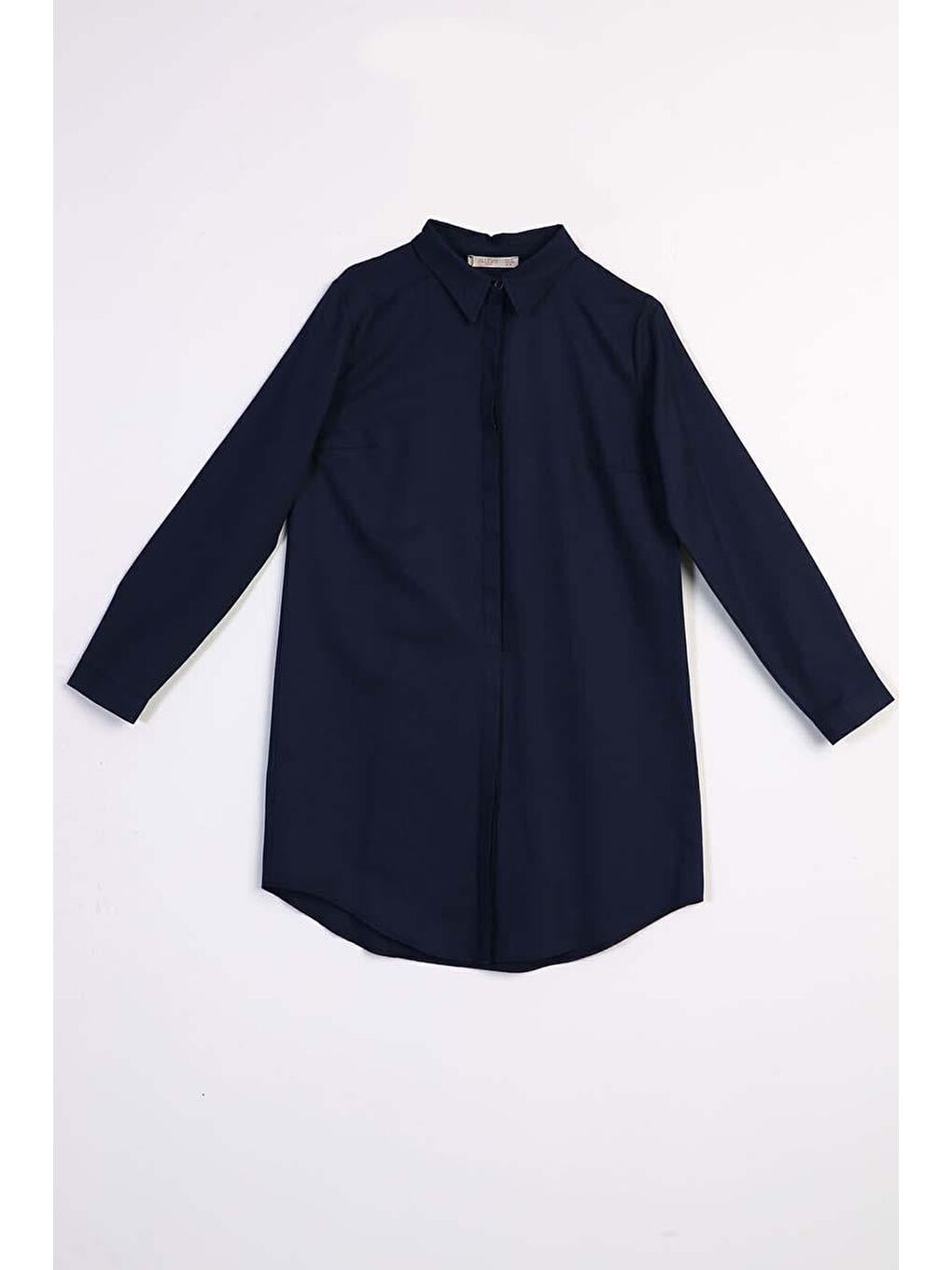Lacivert Basic Gizli Patlı Gömlek Tunik-4
