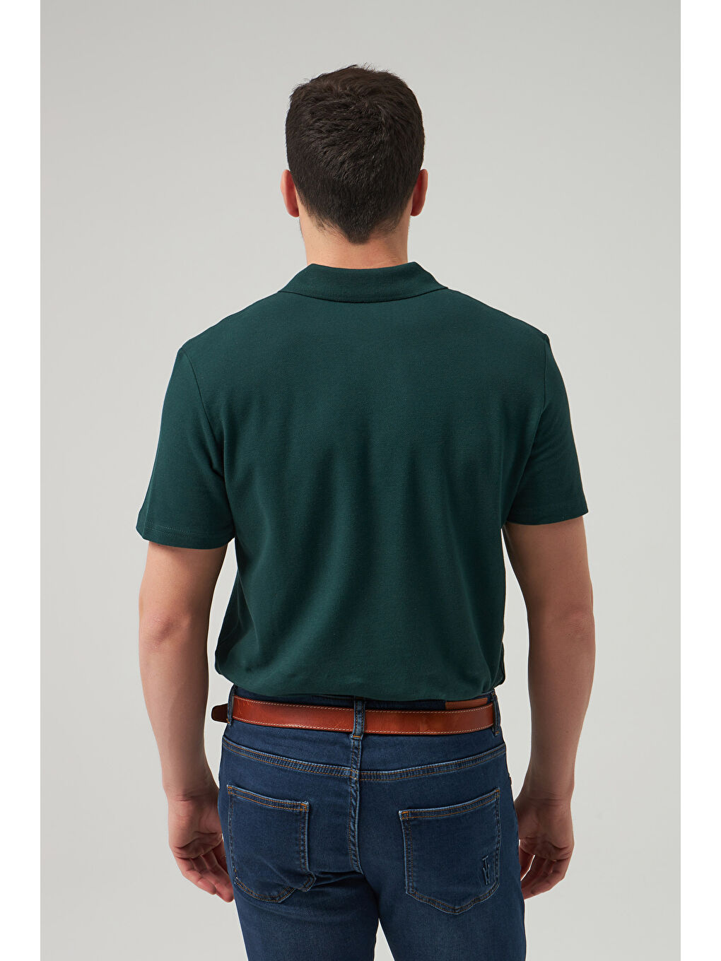 Regular Fit Haki %100 Pamuklu Uzun Ömürlü Kıvrılmaz Polo Yaka Düz Tişört-5