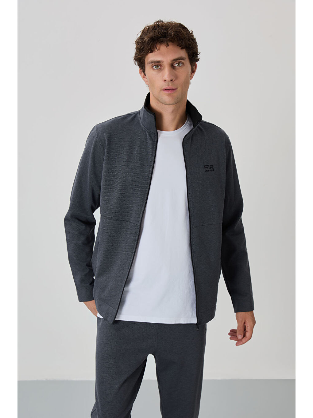 Antrasit A.melanj Dik Yaka Gizli Cep Detaylı Standart Kalıp Erkek Eşofman Takım - 85209-1