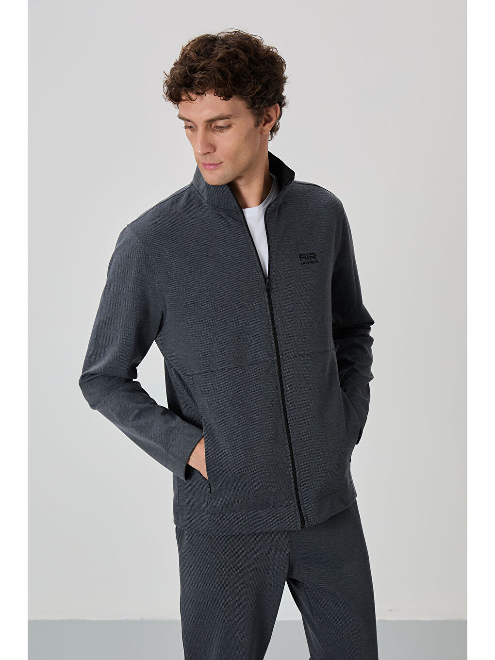 Antrasit A.melanj Dik Yaka Gizli Cep Detaylı Standart Kalıp Erkek Eşofman Takım - 85209-3