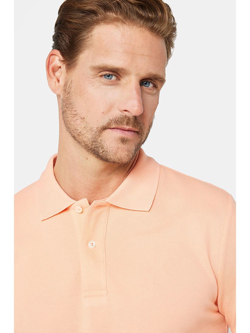 Pembe Erkek Slim Fit Dar Kesim %100 Pamuk Düz Pike Somon Polo Yaka Tişört-2