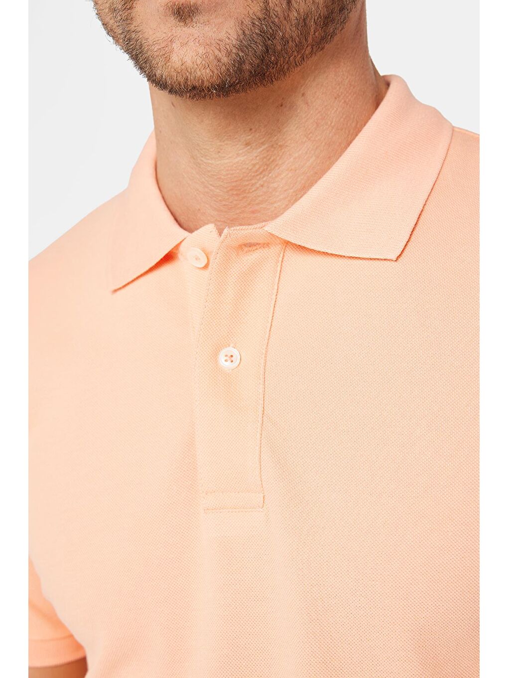 Pembe Erkek Slim Fit Dar Kesim %100 Pamuk Düz Pike Somon Polo Yaka Tişört-3