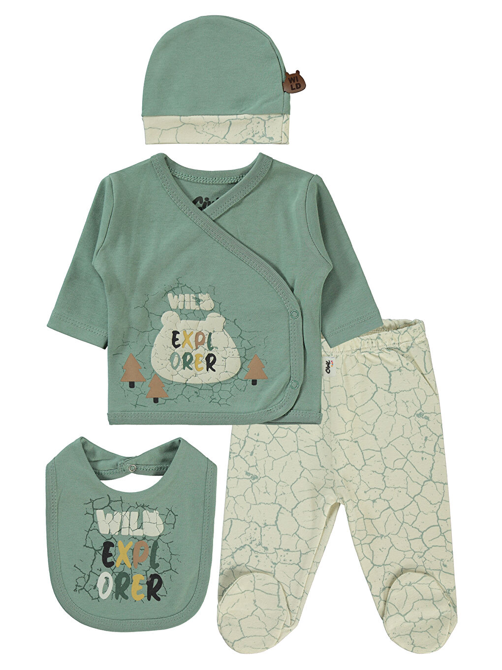 Baby Erkek Bebek 4'lü Zıbın Takımları Çağla Yeşili