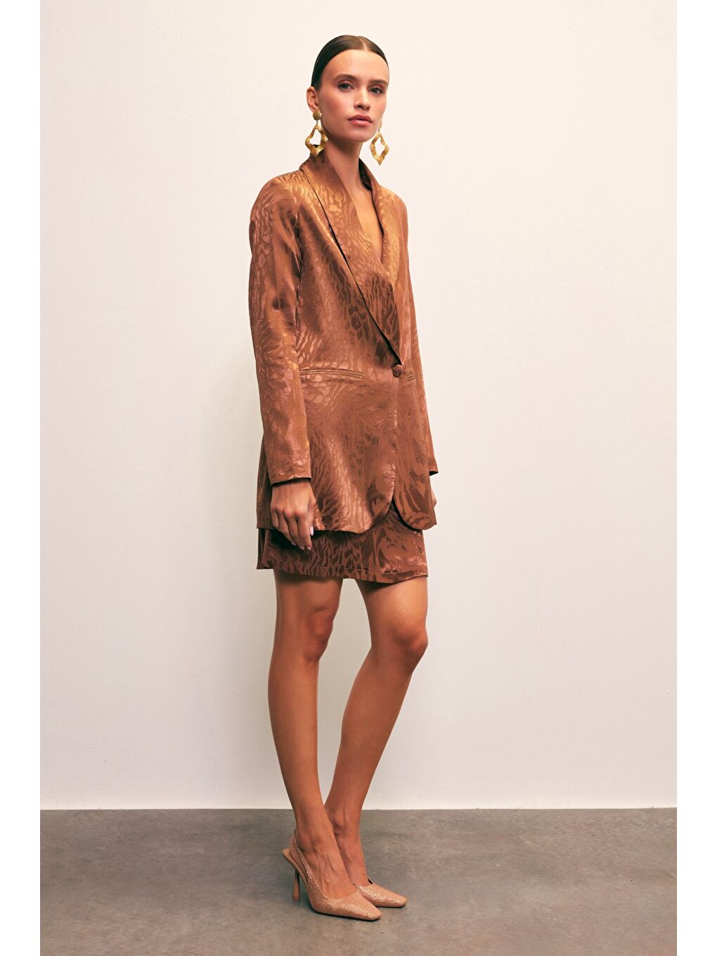 Kahverengi Jakarlı Çan Etek - Kahve-1