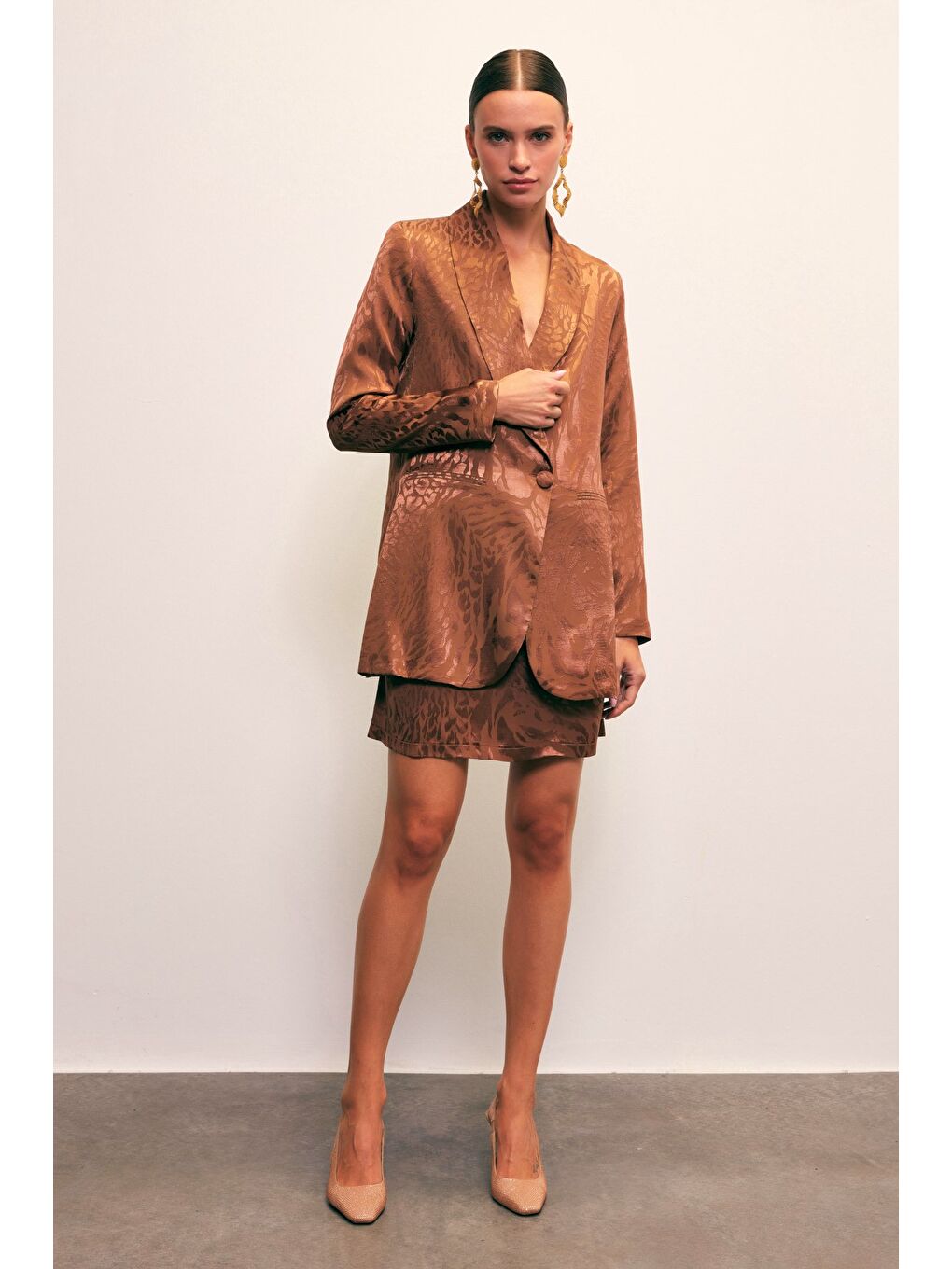 Kahverengi Jakarlı Çan Etek - Kahve-2