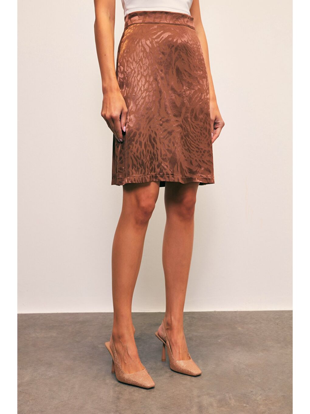 Kahverengi Jakarlı Çan Etek - Kahve-6