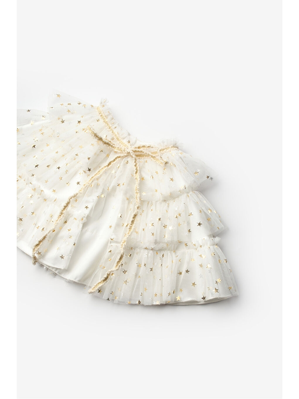 Beyaz Yıldızlı Kız Çocuk Kısa Pelerin-4