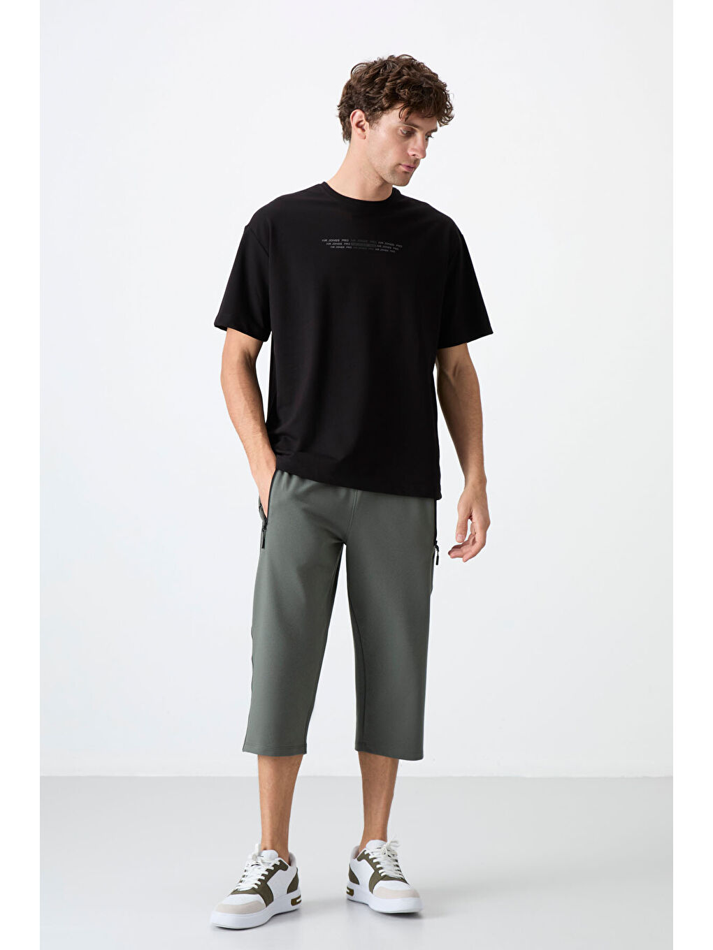 Yeşil Çağla Fermuar Cepli Standart Kalıp Klasik Paça Erkek Kapri - 83091