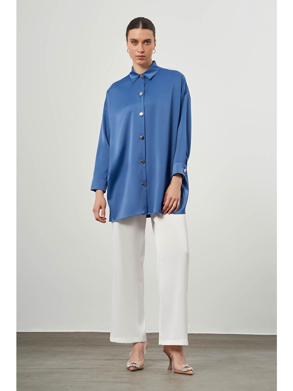 Metal Düğmeli İndigo Tunik