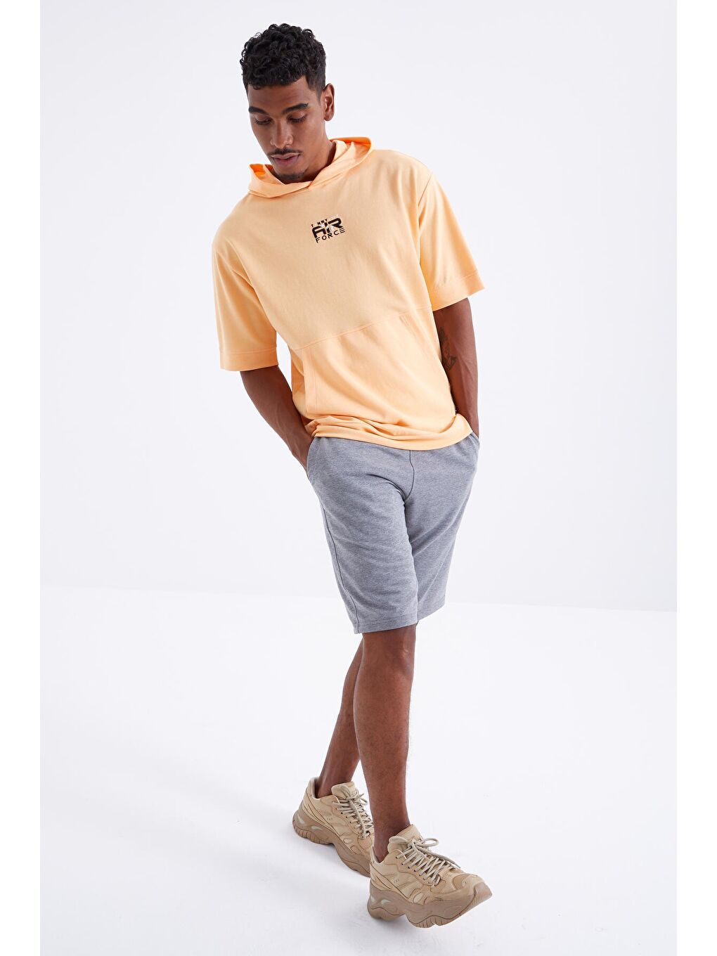 Gri Melanj Bağcıklı Standart Kalıp Basic Erkek Şort - 81212-4