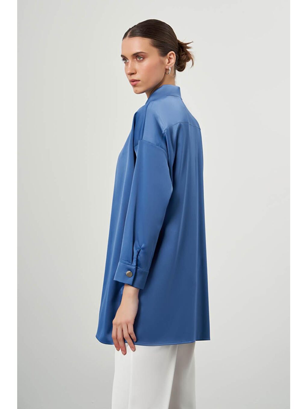 Metal Düğmeli İndigo Tunik-1