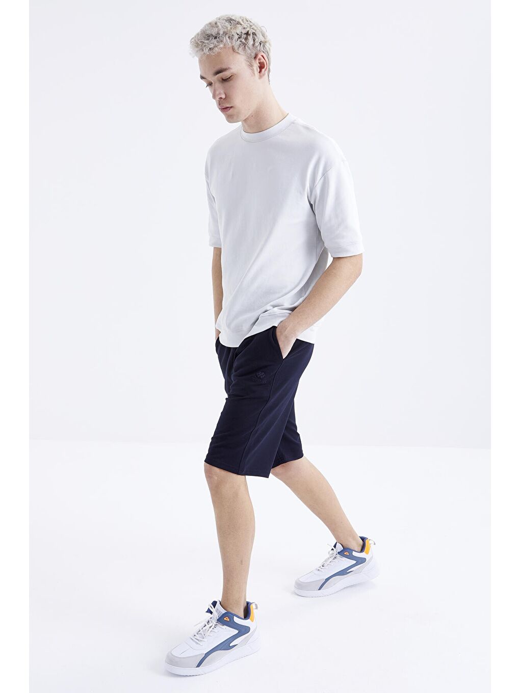 Lacivert Bağcıklı Standart Kalıp Basic Erkek Şort - 81212-4