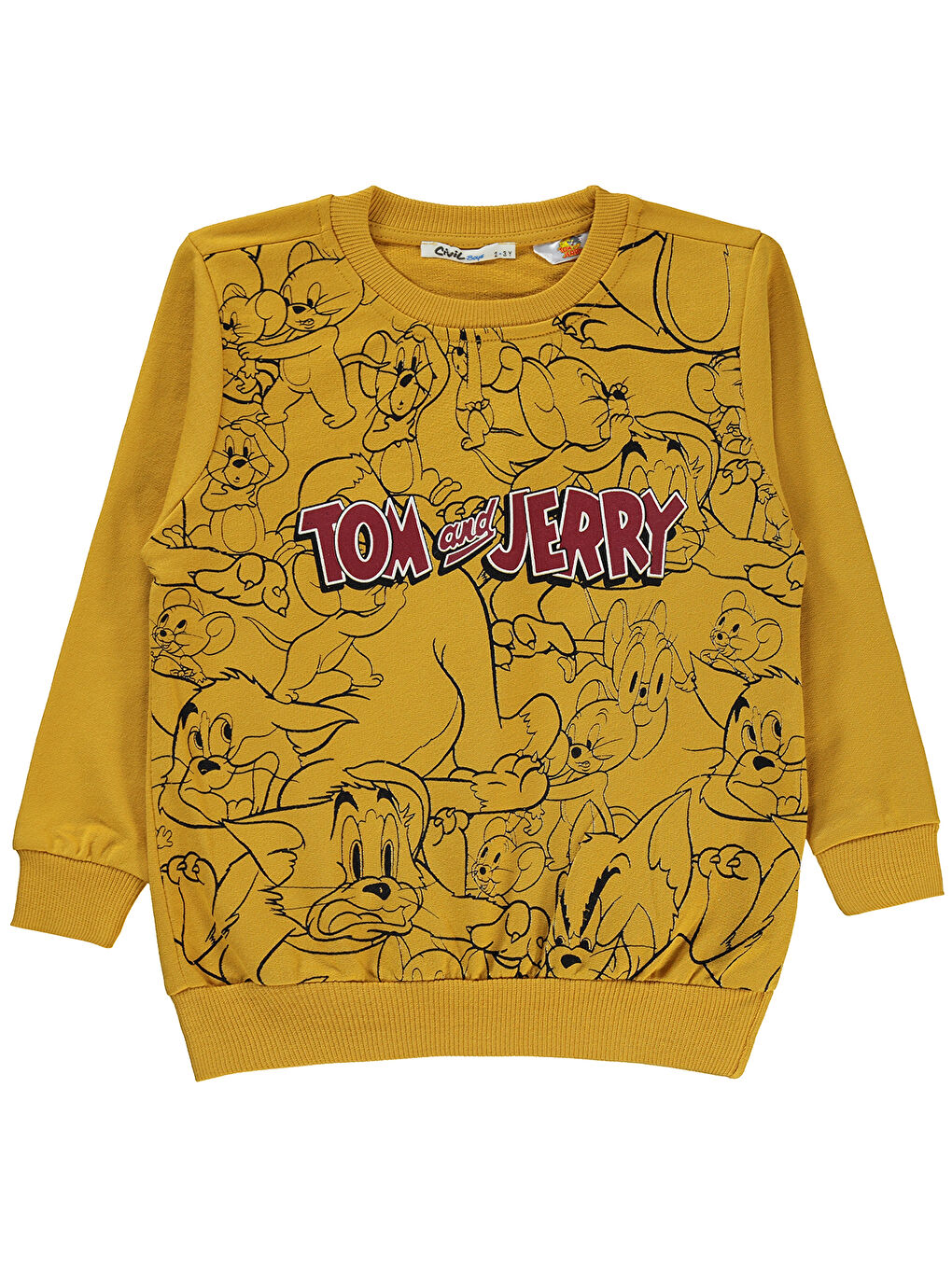 Kahverengi Tom And Jerry Erkek Çocuk Sweatshirt 2-5 Yaş Hardal