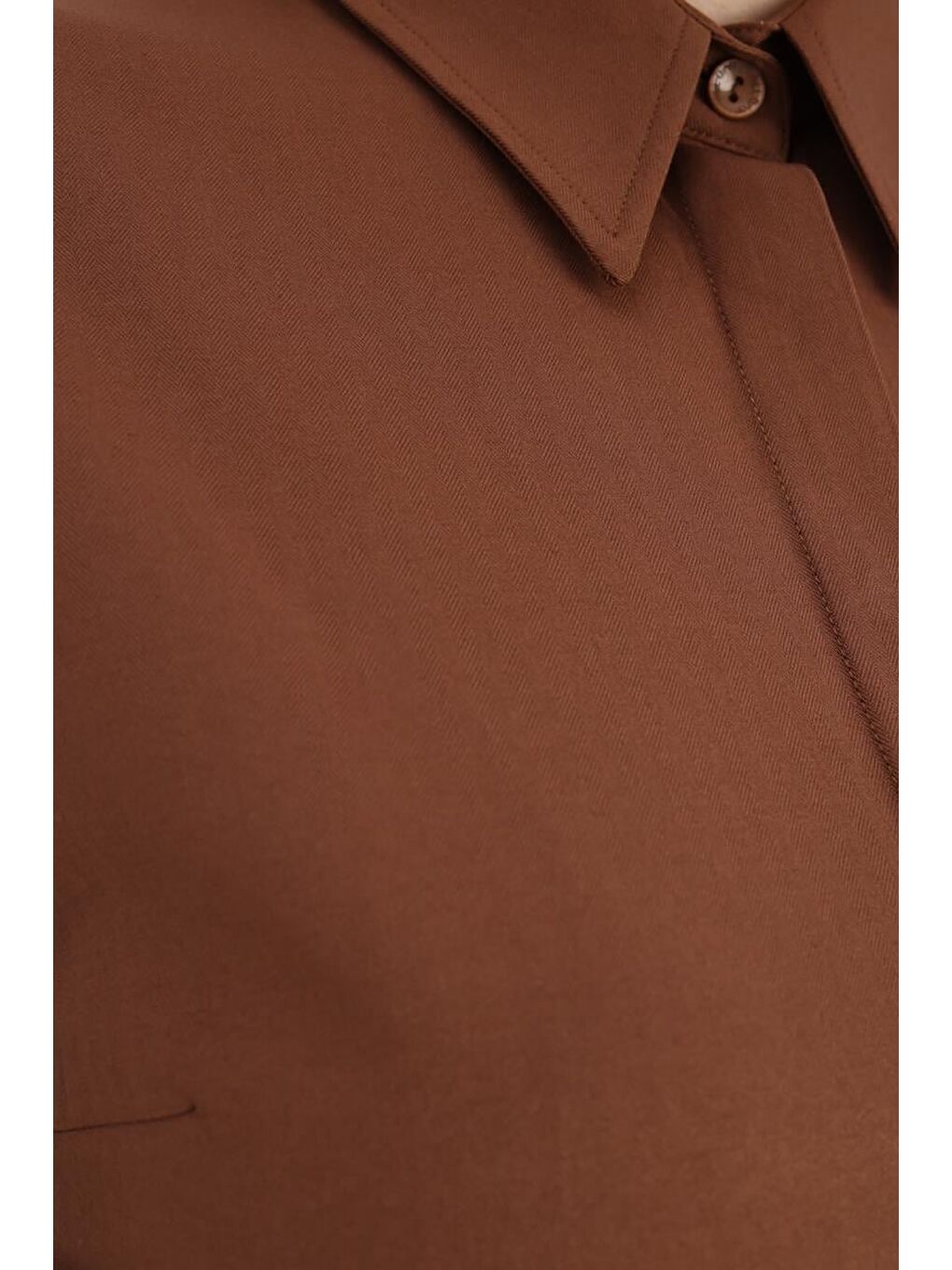 Kahverengi Kahve Basic Gizli Patlı Gömlek Tunik-4