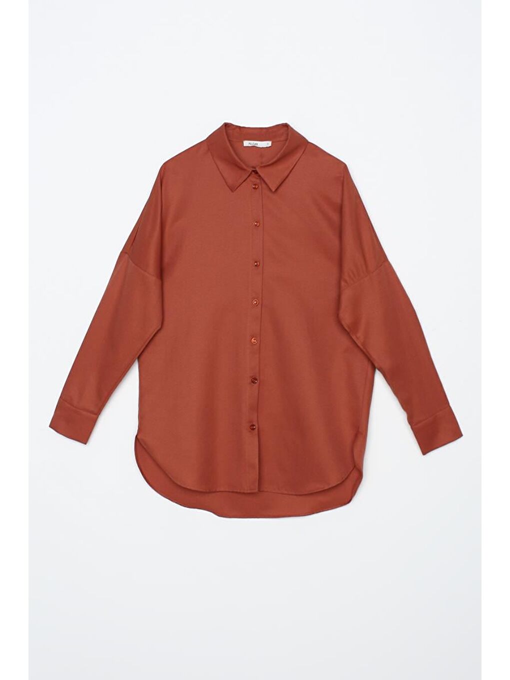 Kahverengi Soft Kiremit Oversize Basic Gömlek-5