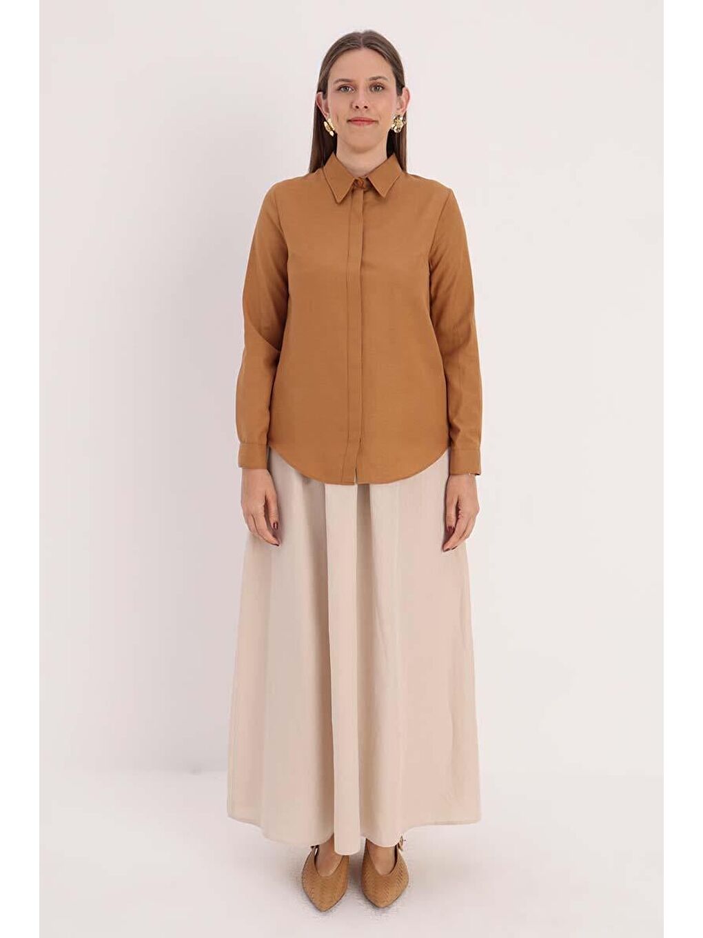 Sarı Hardal Basic Gizli Patlı Gömlek-1