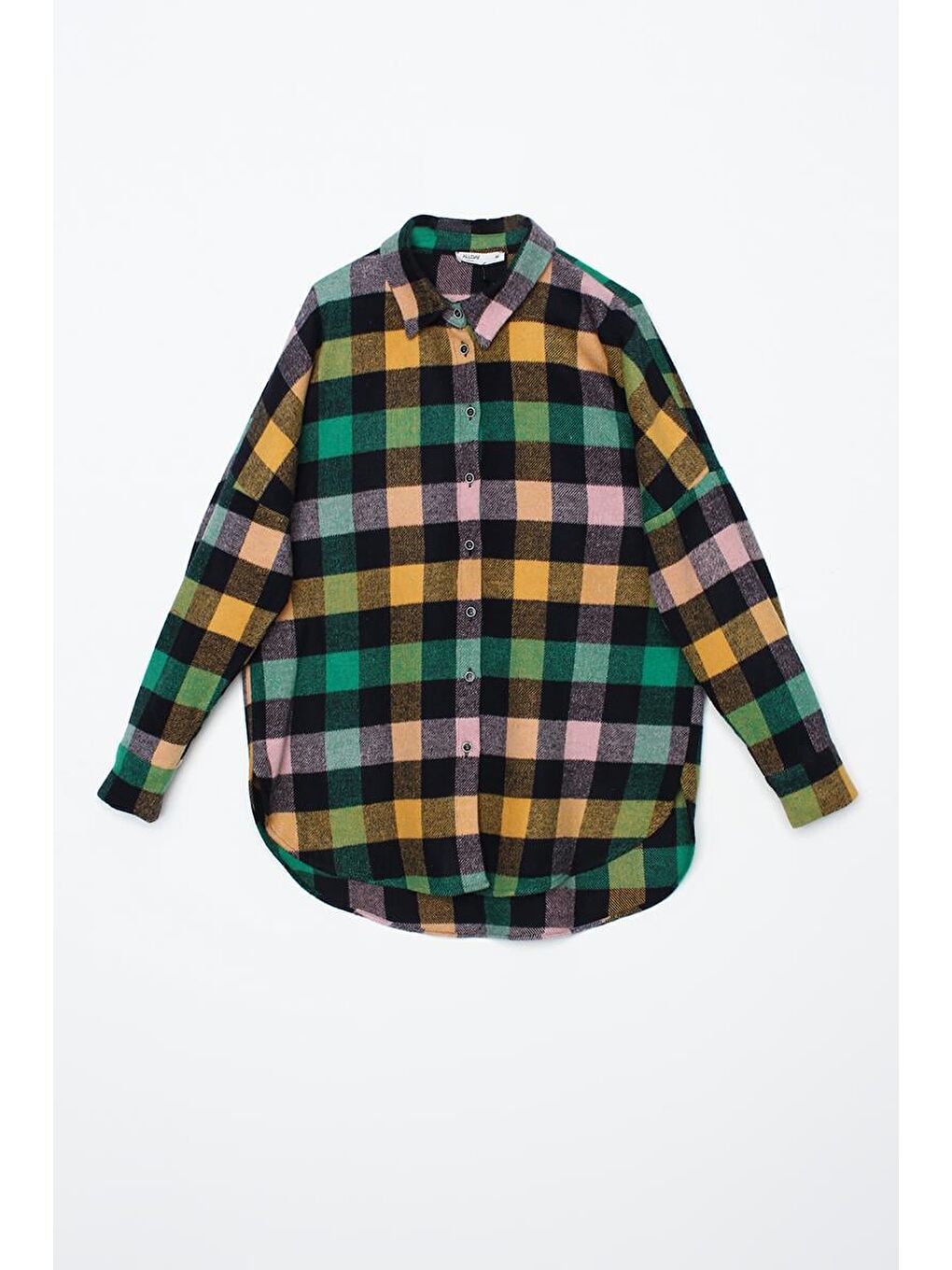 Yeşil-Lacivert Oversize Oduncu Gömlek Tunik-5