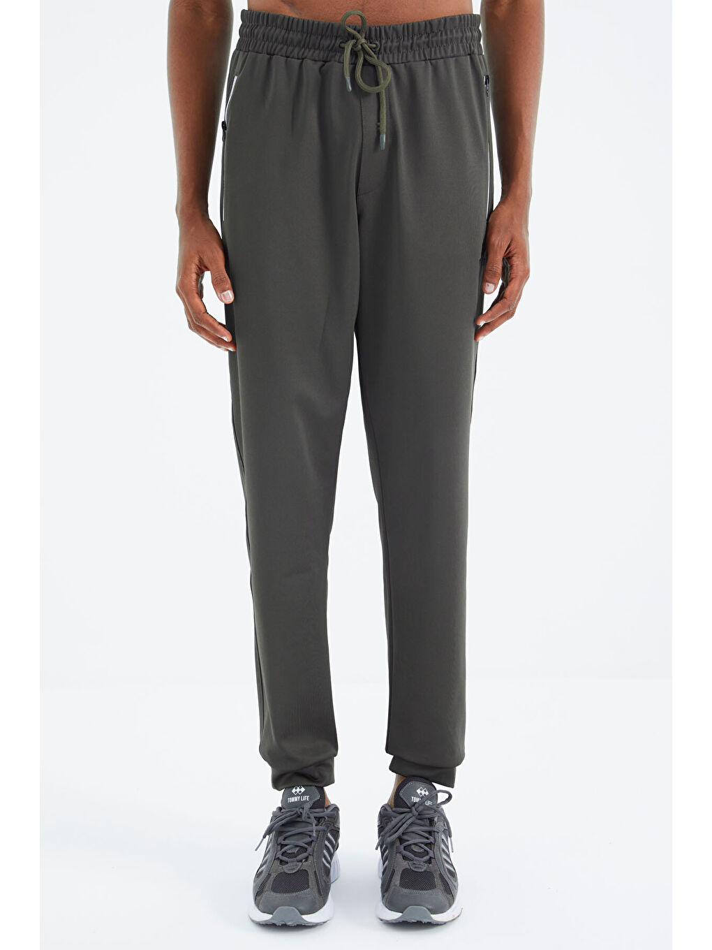 Haki Bağcıklı Cep Detaylı Rahat Kalıp  Erkek Jogger Eşofman Altı - 84993-1