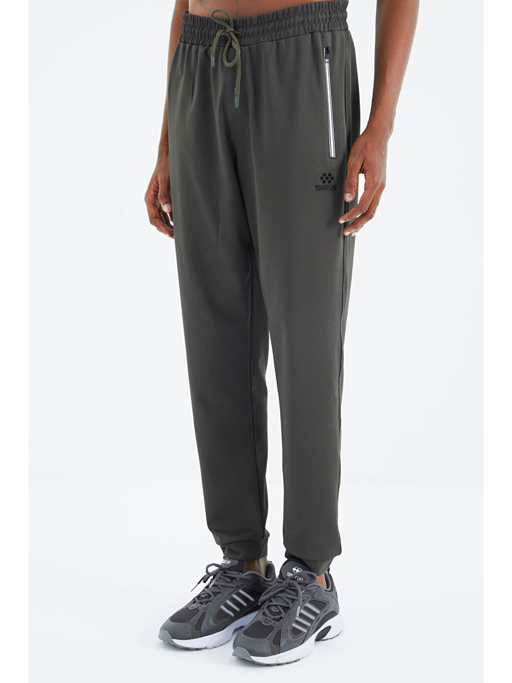 Haki Bağcıklı Cep Detaylı Rahat Kalıp  Erkek Jogger Eşofman Altı - 84993-3