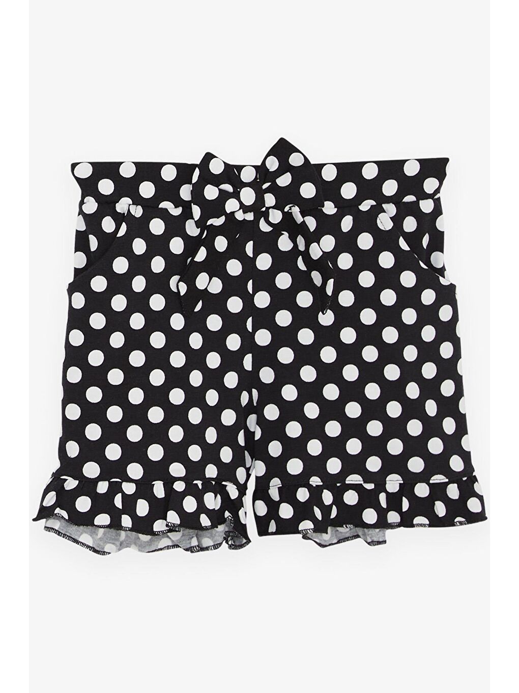 Kız Çocuk Şortlu Takım Puantiyeli Fiyonklu Fırfırlı Beyaz (4-8 Yaş)-3