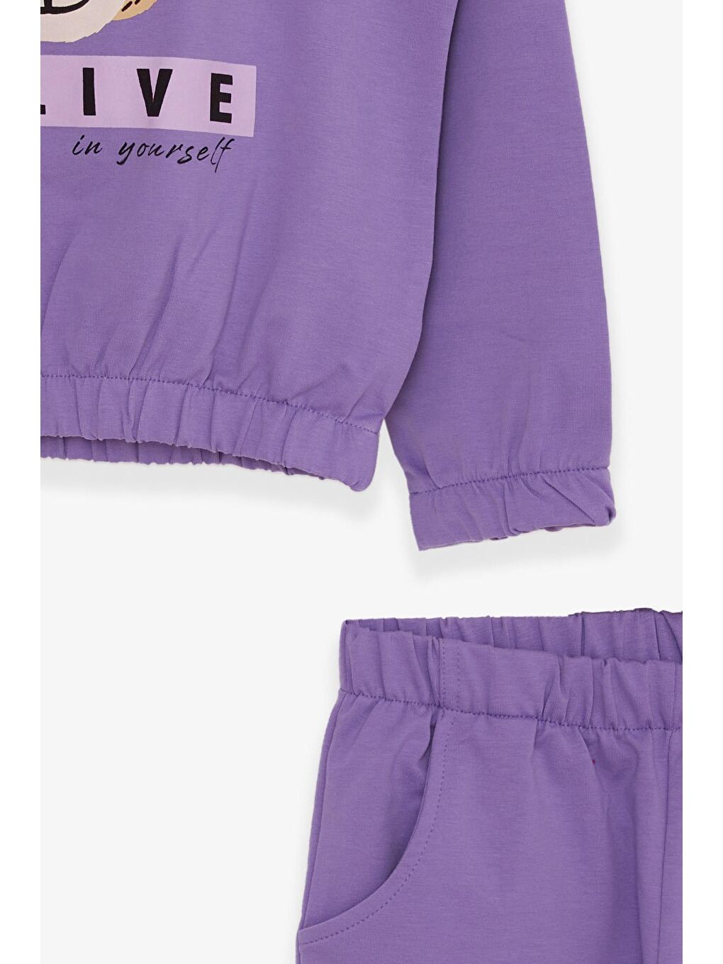 Kız Çocuk Eşofman Takımı Sevimli Ayıcık Baskılı Lila (5-10 Yaş)-3